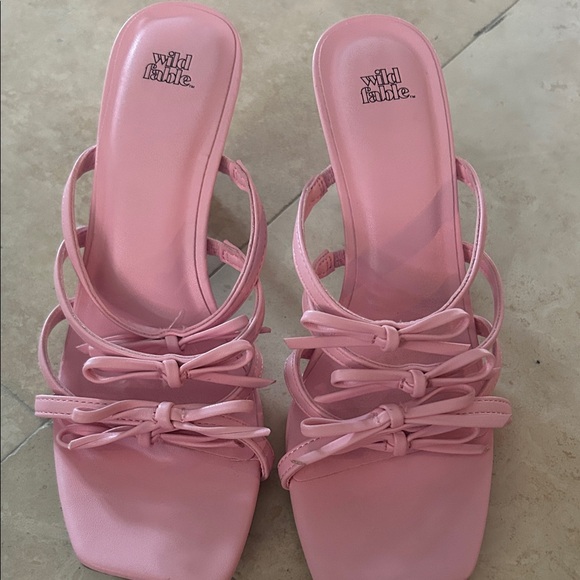 wild fable Shoes - wild fable Pink Strappy Bow Heeled Slides
